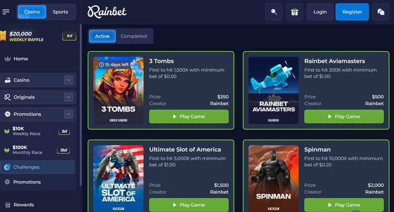 Rainbet Casino Site Games